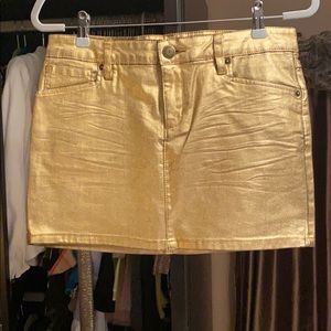 Gold mini skirt